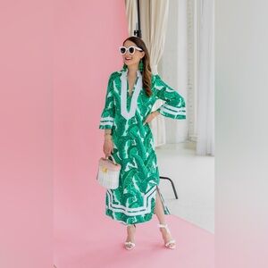 Sail to Sable x Style Charade Kit Caftan Dress in Palm Print, Small, EUC